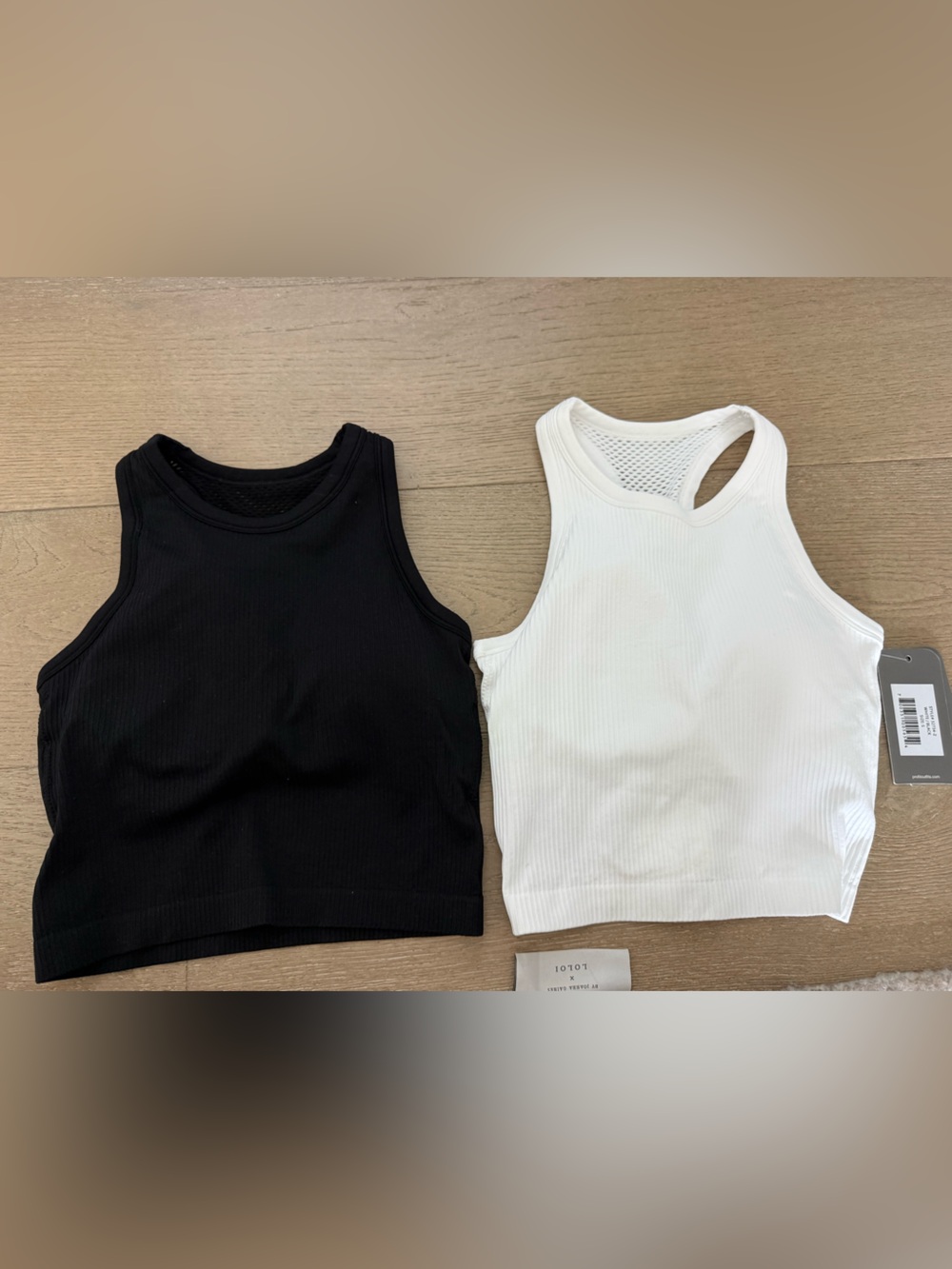 Ribbed Racerback Crop Tank - Black & White